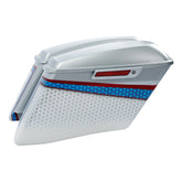 HR3 White Flake Fade CVO Stretched Saddlebags For 14-23 Harley Touring